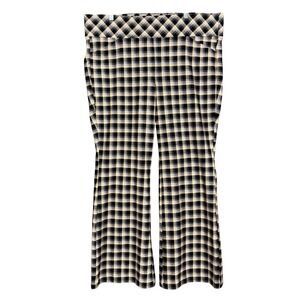 Torrid Pants Womens 3XL Black Yellow Blue Plaid Pull On Flare Stretch Slimming‎